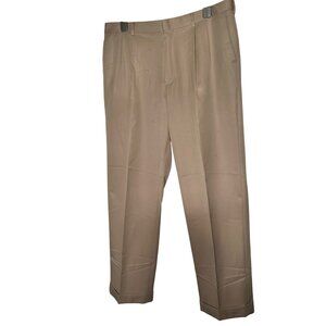 Perry Ellis Portfolio Pleated Dress Pants Khaki Beige Classic Fit  Size 36x32